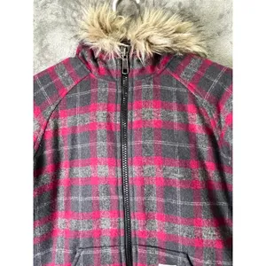 Carhartt Women’s Camden Plaid Wool Blend Quilted Jacket Faux Fur Hood XS thumbnail 2