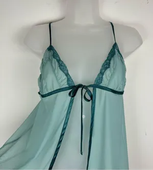 Frederick’s of Hollywood Sheer Mesh Flyaway Split Front Tie Top Sz Medium thumbnail 4