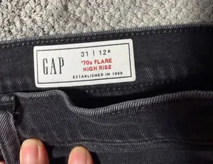 GAP ’70s Flare High Rise Jeans Women’s 31/12R Black Wash Patch Pocket Stretch De thumbnail 5