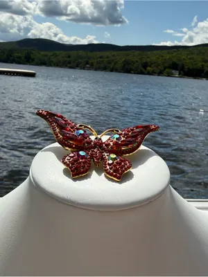 Red Crystal Butterfly Brooch - Women Jewelry thumbnail 5