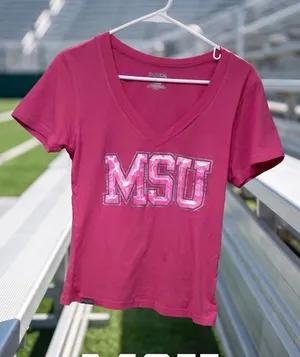JanSport Bright Pink MSU V-Neck Tee thumbnail 1