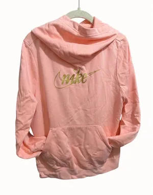 Nike Womens glitter logo Coral Peach‎ Hoodie Sweatshirt M Cotton Blend thumbnail 1