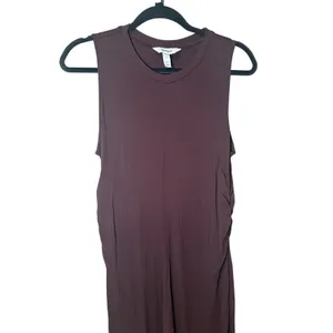 Spanx Sleek Jersey Crewneck Ruched Midi Dress Sleeveless Brown Sz Medium 21831R‎ thumbnail 3