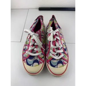 Coach Barrett Poppy canvas sneakers Signature Pattern Tennis Shoes Size‎ 8.5B thumbnail 2