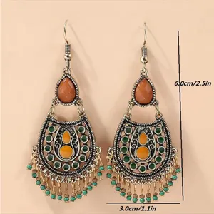 Bohemian Beaded Gypsy Tassel Drop‎ Earrings thumbnail 5