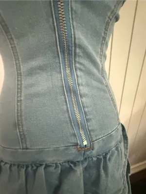 Strapless Light Blue Denim Mini Dress - Women Jeans thumbnail 4