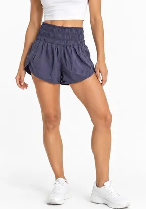 FP Movement Way Home Purple High Rise Smocked Waist Athletic Running Shorts M thumbnail 1