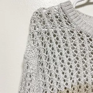One Grey Day Tan Gray Stripped Bell Sleeve Knitted Sweater thumbnail 4