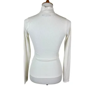 Abercrombie‎ Fitch White Ribbed Turtleneck Slim Fit Long Sleeve Top XS thumbnail 2