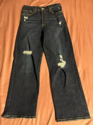 Levi's Dark Blue Ribcage Straight Ankle Jeans Size 27 thumbnail 1