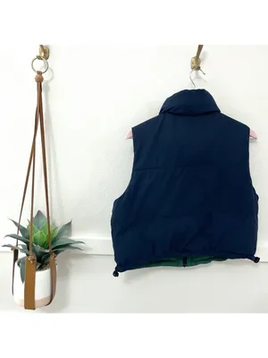 Hollister Reversible Puffer Jacket Navy Blue and Green Size M thumbnail 4