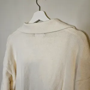 Old Navy Women's V-Neck Cream Polo Sweater Neutral Casual Collared Long Sleeve thumbnail 7