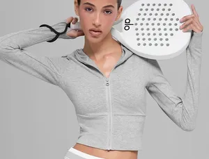Alo Yoga Sway Full Zip Hoodie Athletic Heather Grey M thumbnail 1