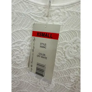 Leo Nicole Women XS‎ NWT Off White Floral Lace Short Sleeve Top 34264C thumbnail 5