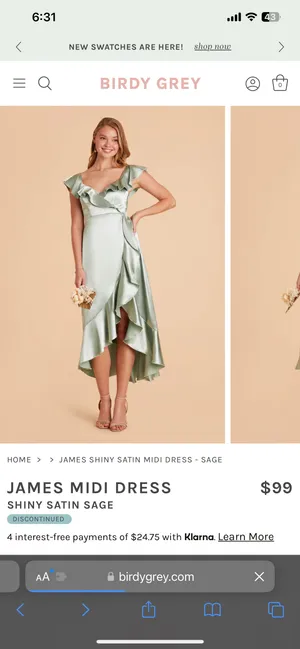 Sage Satin James Midi Dress thumbnail 2
