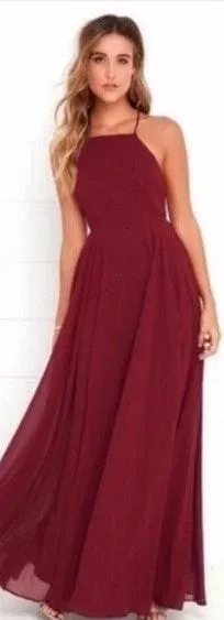 Burgundy / Maroon Maxi Formal Dress thumbnail 1