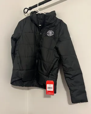 The North Face Black Quilted Puffer Jacket with white claw logo thumbnail 1