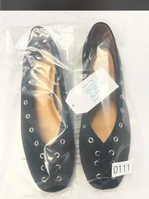 Time and‎ Tru Black Eyelet Lace-Up Ballet Flats with Grommet Detail thumbnail 5