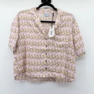 Prana Iguala Top Womens Small‎ Willow Retro Geo Pink Yellow Button Up 1970891 thumbnail 2