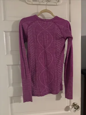 Lululemon Women's Long-Sleeve Cable Knit Design Long Sleeve - Purple thumbnail 4