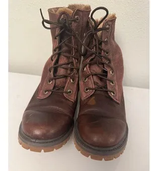 Timberland Women's brown suede colorblock pattern lace up boot size 7.5 thumbnail 1