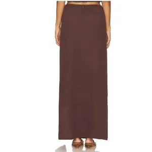 Bobi Women's Size XL Gauze Maxi Skirt Chocolate Brown Umber Braided Waist Cotton thumbnail 3