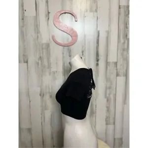 Backless laced black crop top size S thumbnail 2