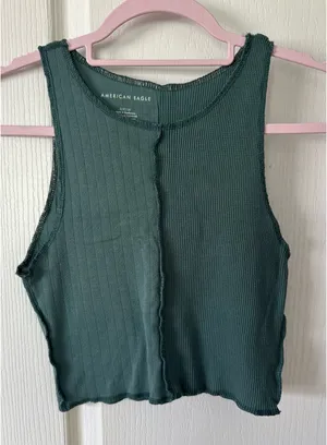 American Eagle Split Pattern Soft Crop Tank Top thumbnail 1