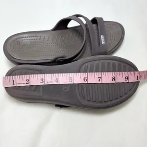 Crocs Brown Criss Cross Rubber Slide On Wedge‎ Sandals Size 9 Women's thumbnail 7