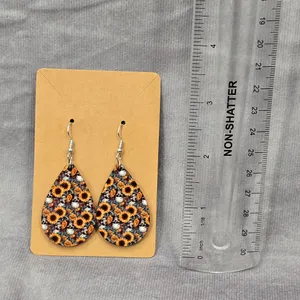 Skull Sunflower‎ Halloween Teardrop Hook Handmade Earrings JB1E2 thumbnail 3