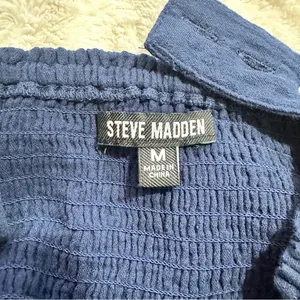 Steve Madden Navy Tiered Maxi Dress Size M Coastal Resort Vacation Casual Beach thumbnail 10