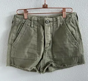 American Eagle Muted Army Green Button Fly Fray Hem Shorts Cargo Utility Style thumbnail 1