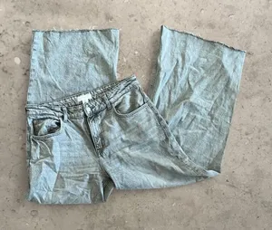 h&m light grey high rise wide leg baggy jeans thumbnail 1