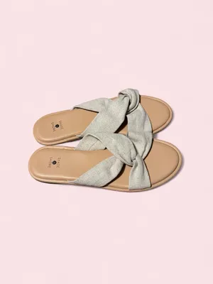 Shade & Shore Beige Knot-Detail Slide Sandals thumbnail 2