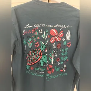 Comfort Colors Delta Zeta Teal Green Blue Aztec Print Block Letter Long Sleeve T-Shirt Medium thumbnail 6