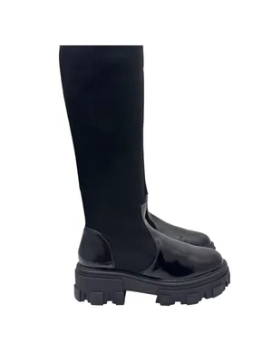ASOS DESIGN Kimmy Chunky Flat Lug Sole Over The Knee Pull-On Boots Black Size 8 thumbnail 14