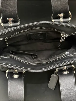 Vintage Y2K COACH F10911 Soho Carryall Satchel Black Leather Contrast Stitching thumbnail 6