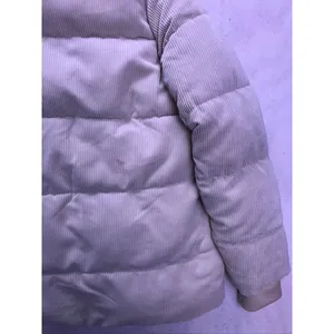 Sam Edelman Puffer Jacket Women Large Cream Corduroy Hooded Outerwear thumbnail 9