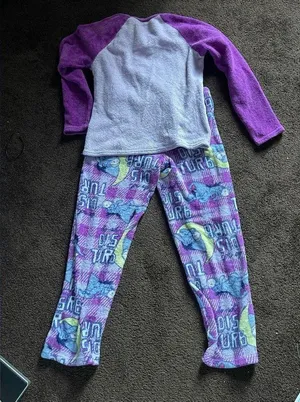 Disney sleepy Eeyore purple do not disturb fuzzy pajama top and bottoms M thumbnail 16