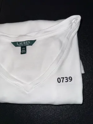 Lauren Ralph Lauren 100% Cotton V-Neck T-Shirt White -L thumbnail 7