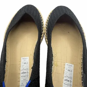 Rothy’s The Espadrille Flat in Black Boardwalk Knit Size 6.5 Jute‎ Sole Slip On thumbnail 8