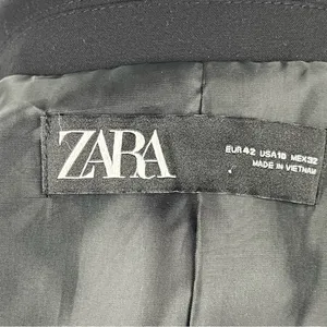 Zara Single Breasted Black Long Classic Fit Blazer Jacket Shoulder Pads Size 10 thumbnail 12