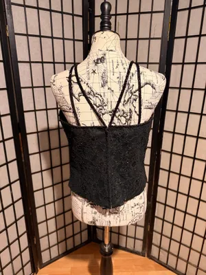 Forever Yours Vintage Embellished Beads Formal Evening corset crop top cami goth thumbnail 2