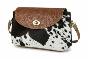 MYRA BAG Handcrafted Leather Cowhide Crossbody Brown Bag Unique Boho Cowgirl NWT thumbnail 1