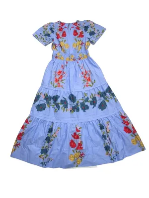 NWT Anthropologie Somerset Maxi in Violet Blue Floral Cotton Tiered Dress S thumbnail 3