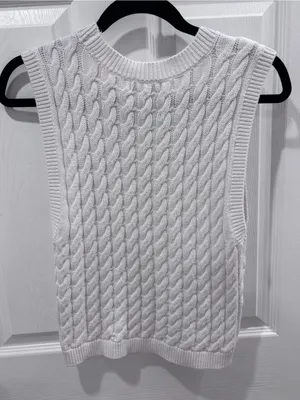 Abercrombie & Fitch White Cable Knit Sleeveless Sweater Vest size Medium thumbnail 8