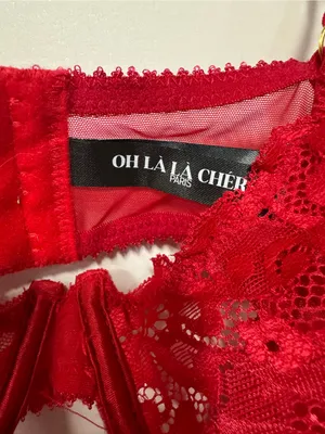 Oh La La Cheri UNLINED UNDERTRE FITTED BABYDOLL ATTACHED GARTER STRAPS 1x/2x Red thumbnail 2