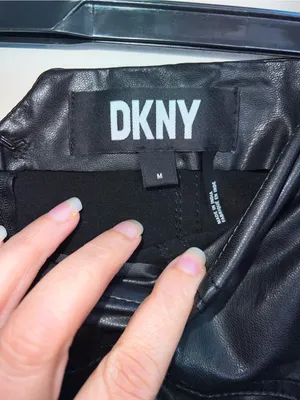 DKNY Black Faux Leather Pencil Skirt medium thumbnail 5