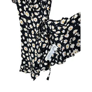 Billabong Black‎ Flower Print Wrap Mini Dress Size Small thumbnail 6