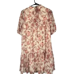 Eliza J Cream & Mauve Pink Short Sleeve Retro Mock Neck Dress Women Sz 6 thumbnail 2